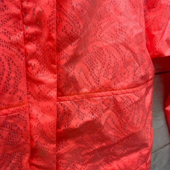 ASOS Bright Coral Rain Coat Jacket Lace Stylish Hooded Safety Running XS/S Euro - Picture 2 of 12